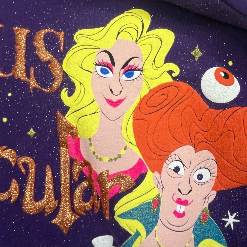 Disney Spirit Jersey Hocus Pocus Sz XS Purple Sparkly Oversized Villanspell - Picture 13 of 16